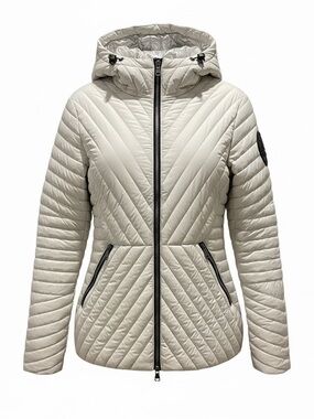 Pajar Women's Light Grey Quilted Hooded Puffer Jacket